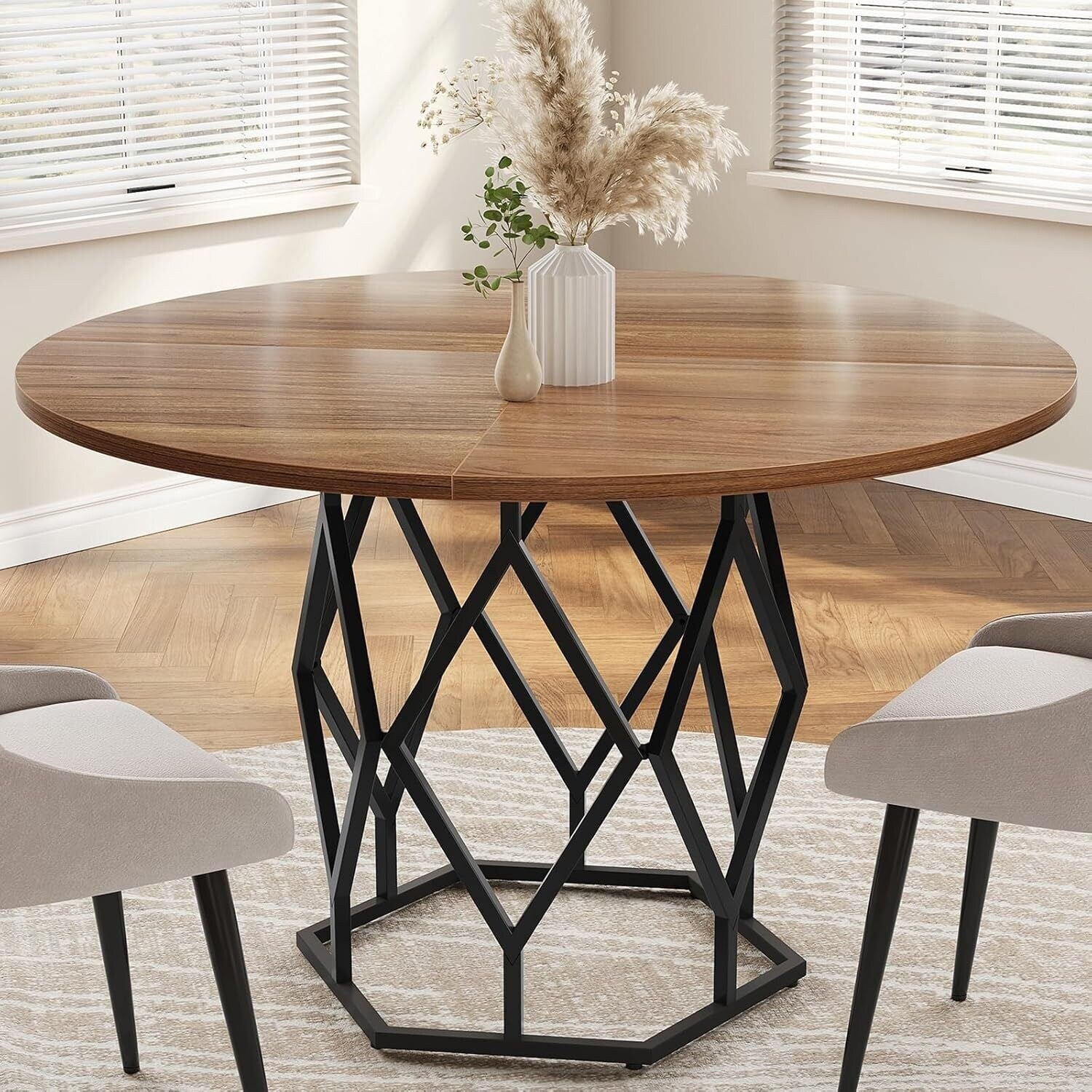 47 Inch Round Dining Table for Dining Room, Living Room - N/A