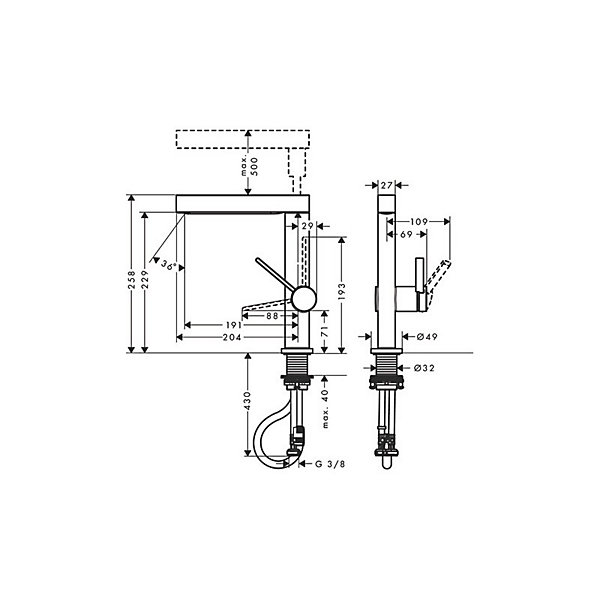 Mitigeur lavabo avec douchette HANSGROHE Finoris 230 2 jets   bonde Push-Open Chromé
