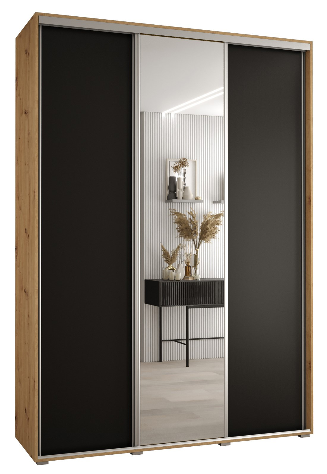 Szafa przesuwna 45 wysoka Davos 3 170 artisan czarny srebrny