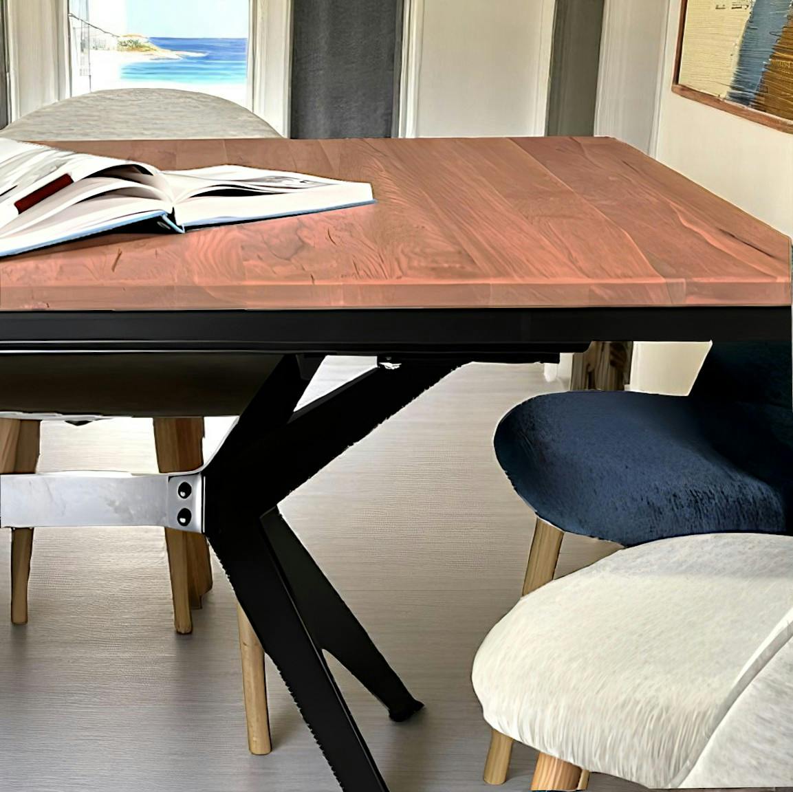 Table rectangulaire extensible en chêne brun 220 cm PALERME