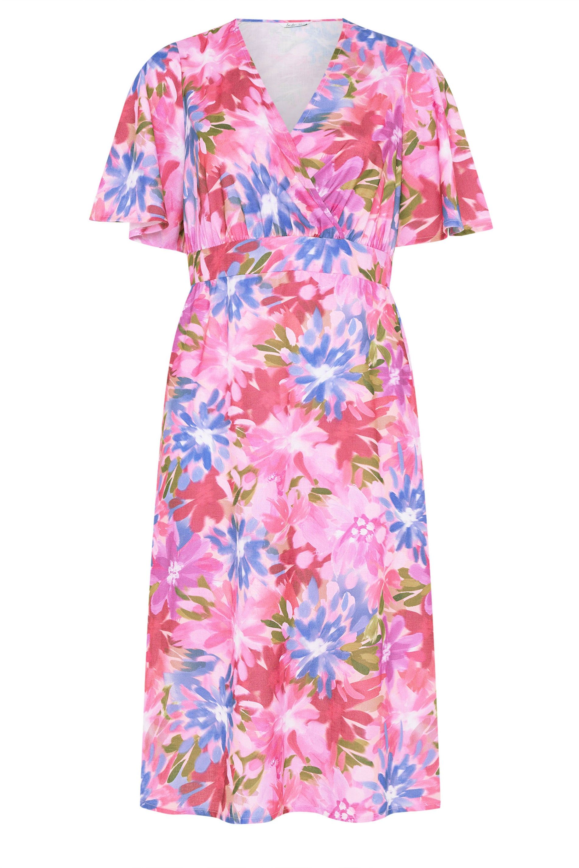Yours Floral Linen Look Wrap Dress