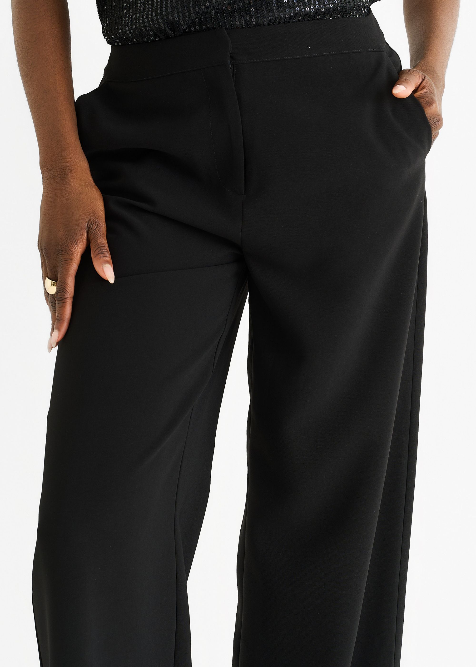 Gini London Black Wide Leg Tailoring Trousers