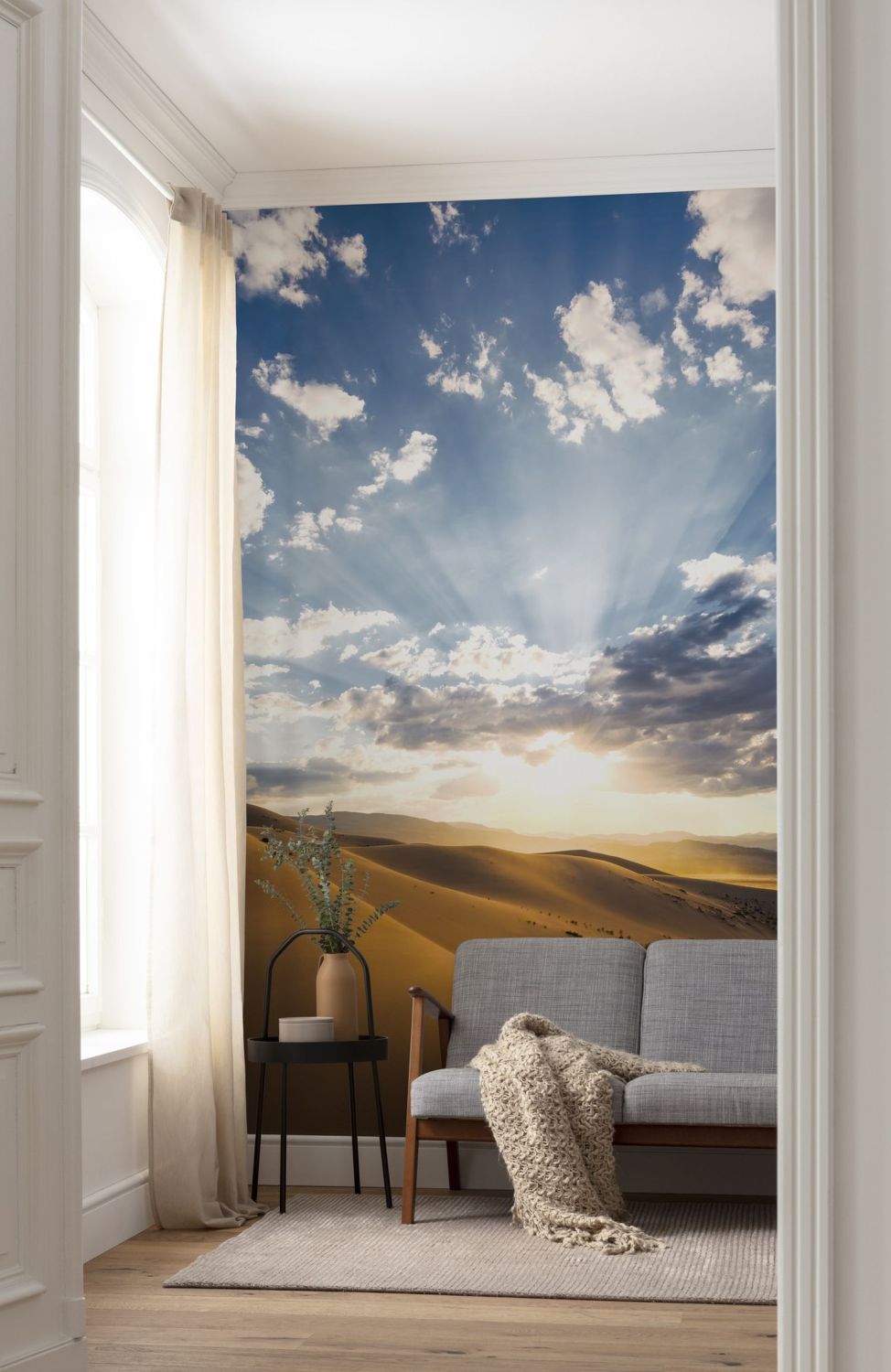 Sanders & Sanders fotobehang woestijn landschap zandkleurig en blauw - 200 x 280 cm - 612579