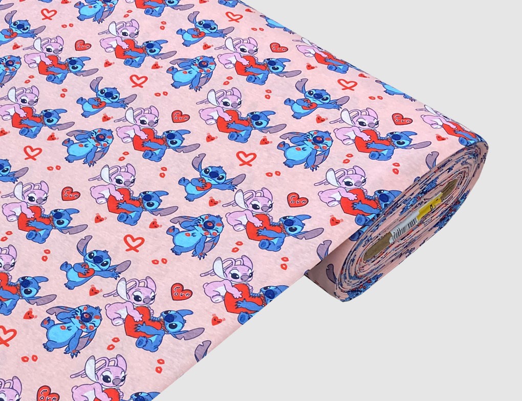Jerseystoff Stich & Angel Herz Pink