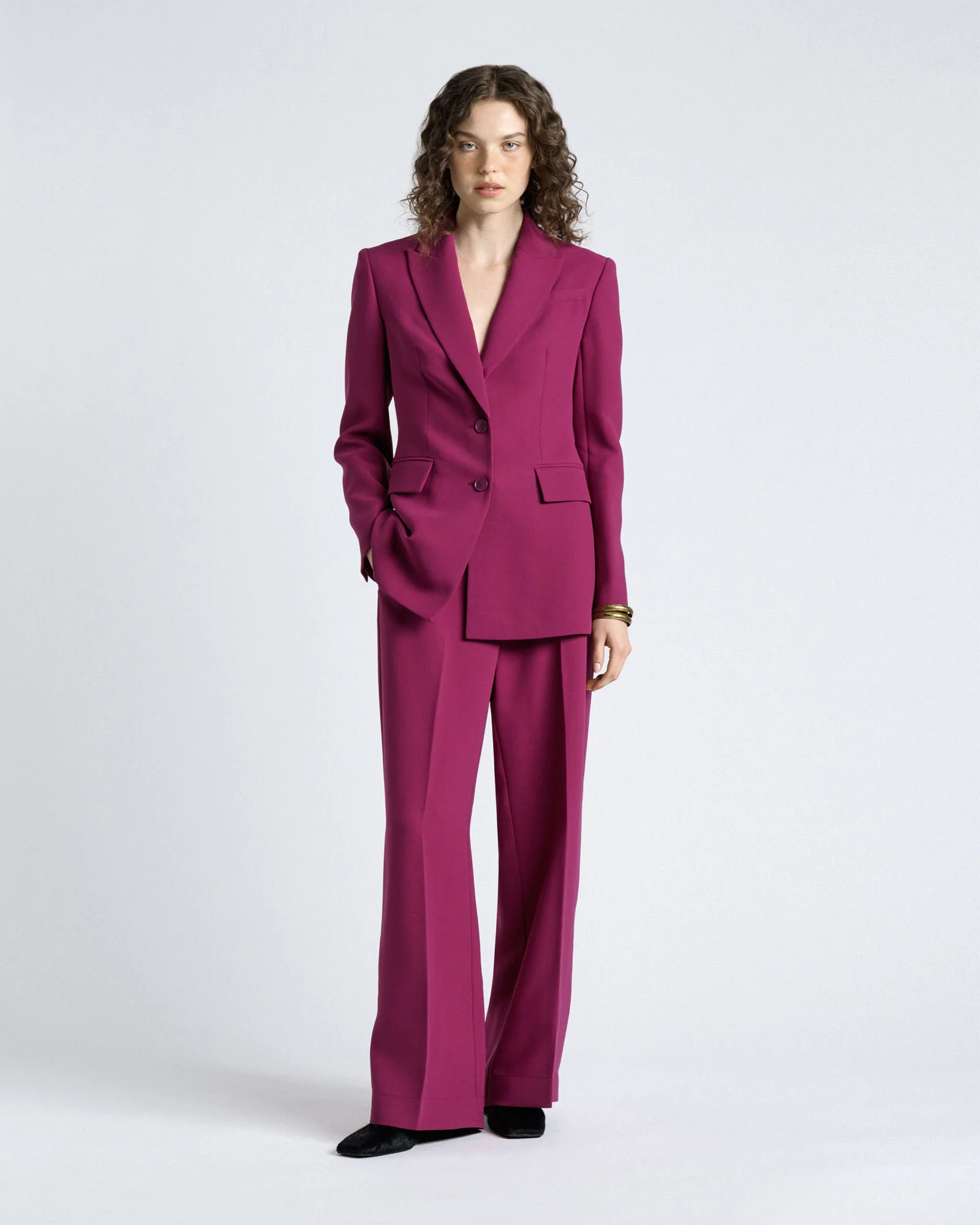 Magenta Double Weave Tailored Blazer