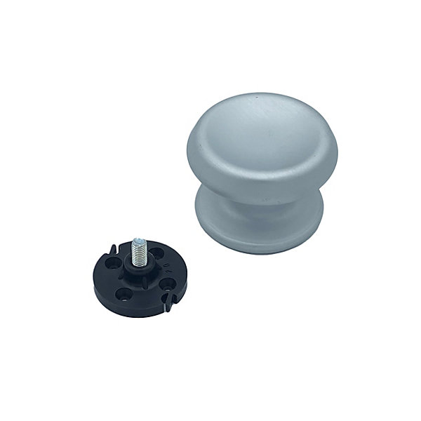 Bouton tirant de porte fixe D80 mm en aluminium Gris argent - breveté - lot de 6 boutons