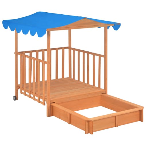 NNEVL Kids Playhouse with Sandbox Fir Wood Blue UV50