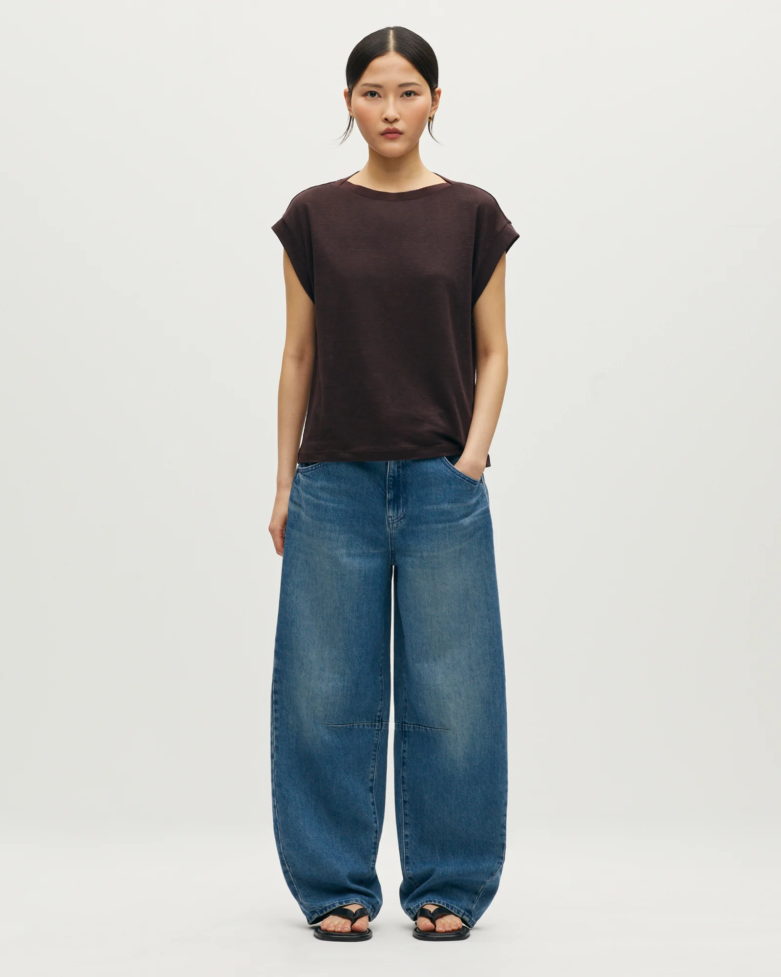 T-shirt boxy en lin KARO