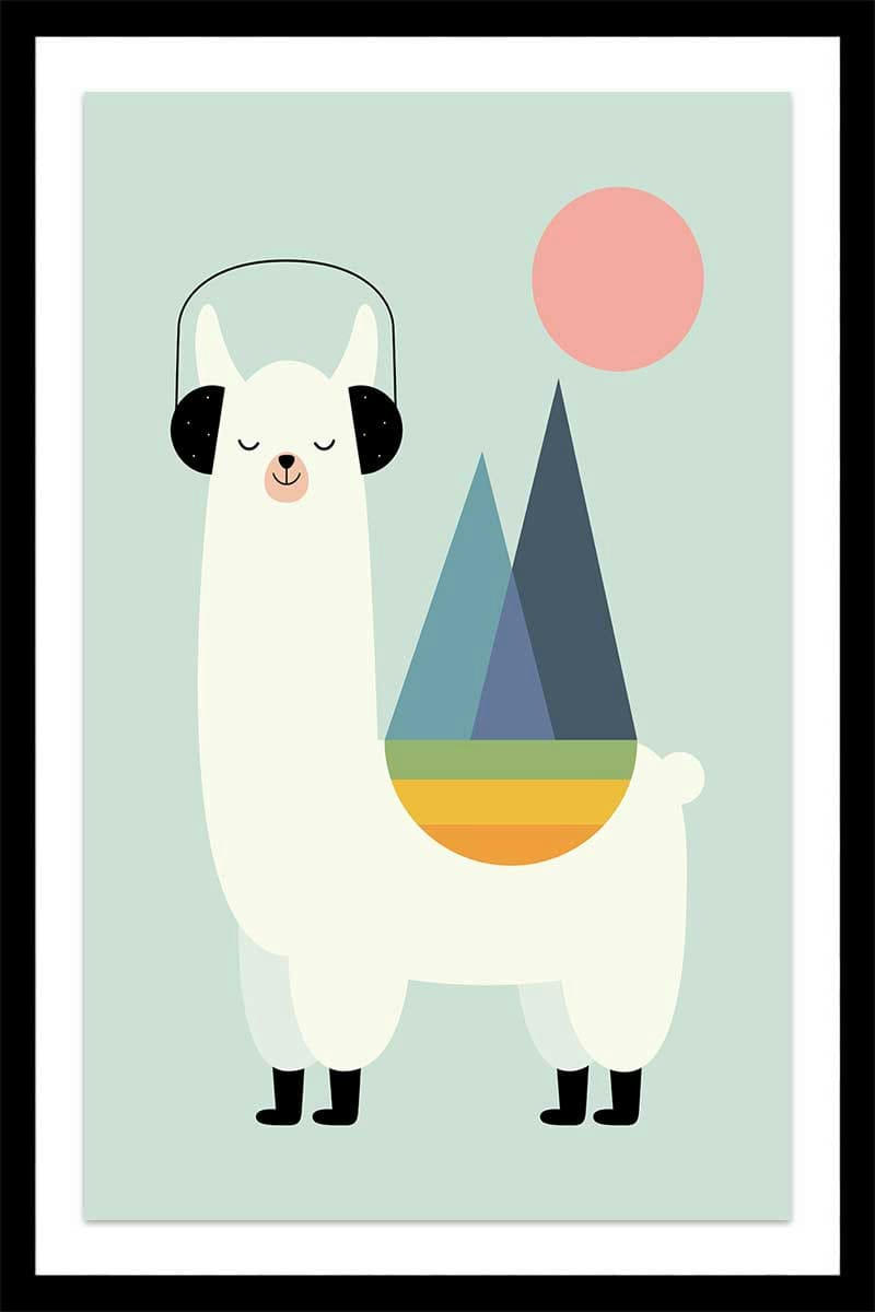 - Affiche  alpaga music avec cadre noir 40x60cm
