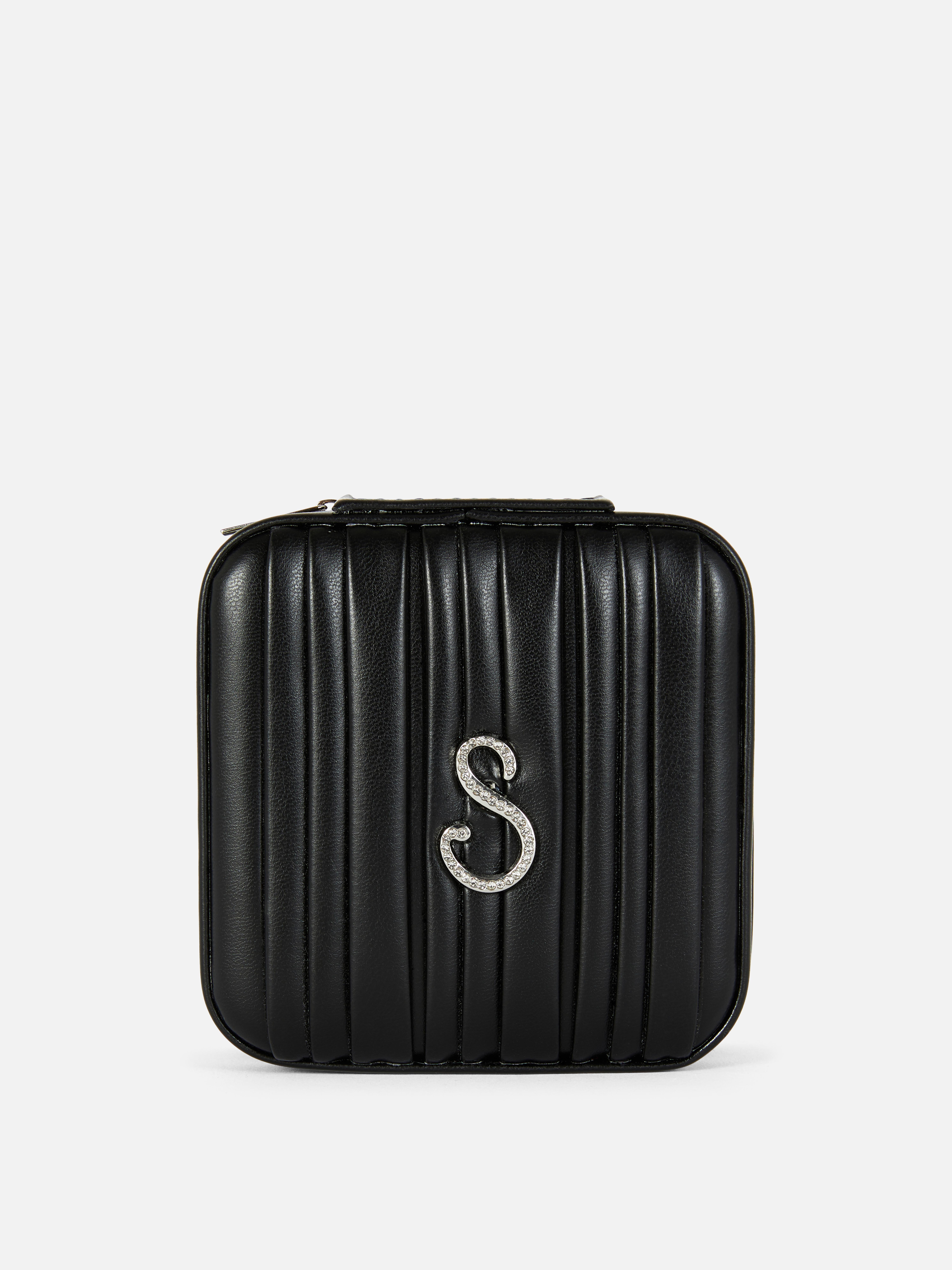 Pleated PU Initial Jewelry Box