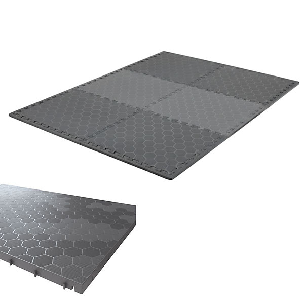 Lot de 6 Dalles de sol Clipsables Grises 116x76x3 cm Rectangulaire Polypropylène Revêtement de Sol Modulable 4.61m2 INTEC