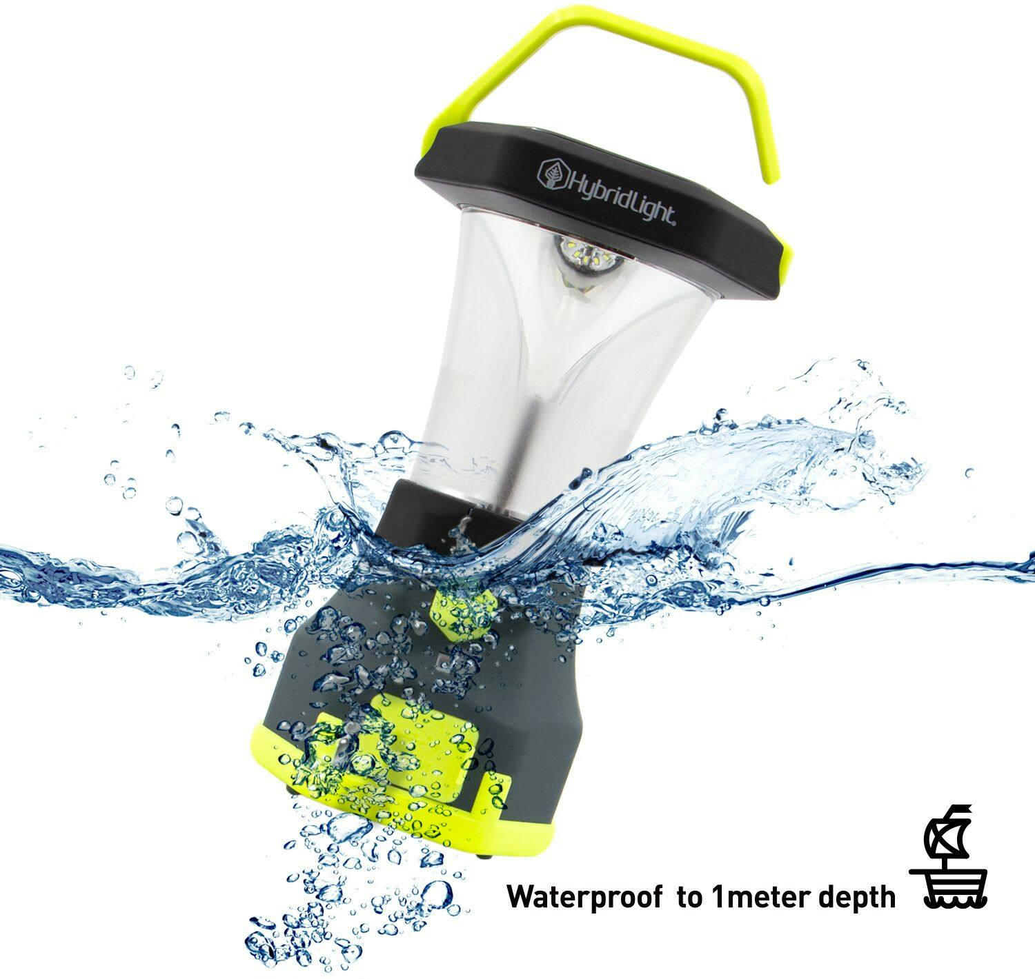 HybridLight® Solar Camping Lantern & Charger w/ USB Port, Waterproof up to 1m,25 to 600 Lumen