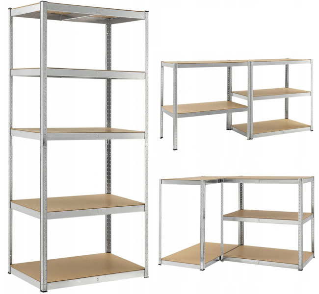 Regał magazynowy metalowy 5 półek wciskany 875kg 180x90x30cm