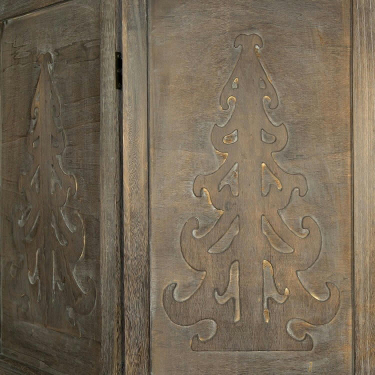 MONTAGNE - Paravent 4 pans - décor sapins