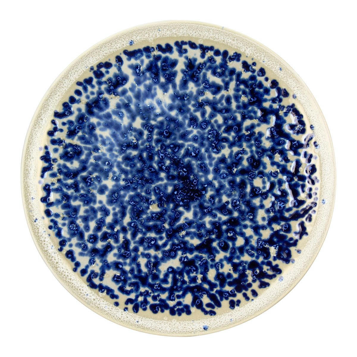 SAPHIR - Lot de 6 assiettes plates en porcelaine émaillée bleue 27cm