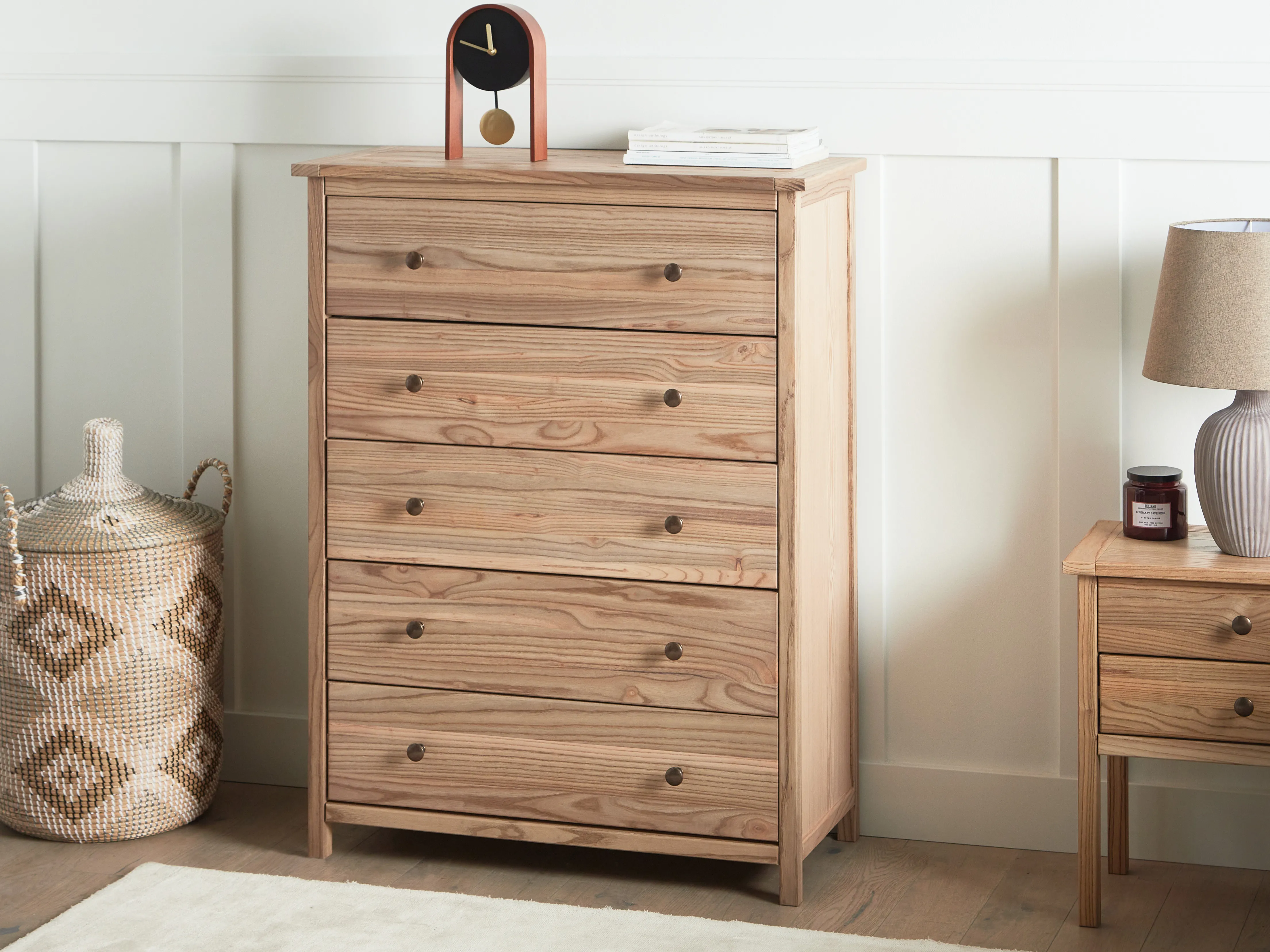 5 Drawer Chest SALTON Sassafras Wood Brown