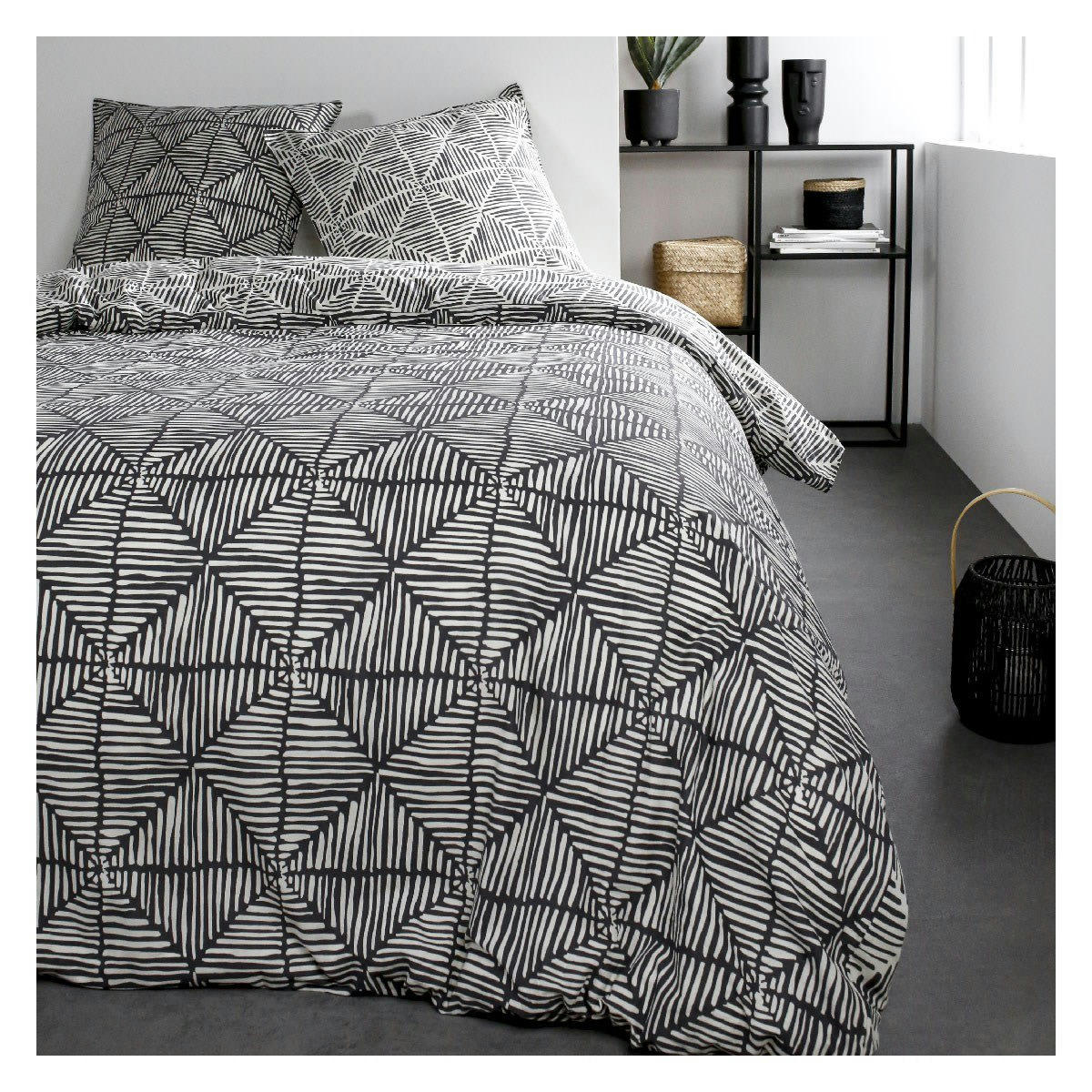 SUNSHINE - Parure de lit 2 personnes imprimé en Coton Blanc 240x260 cm