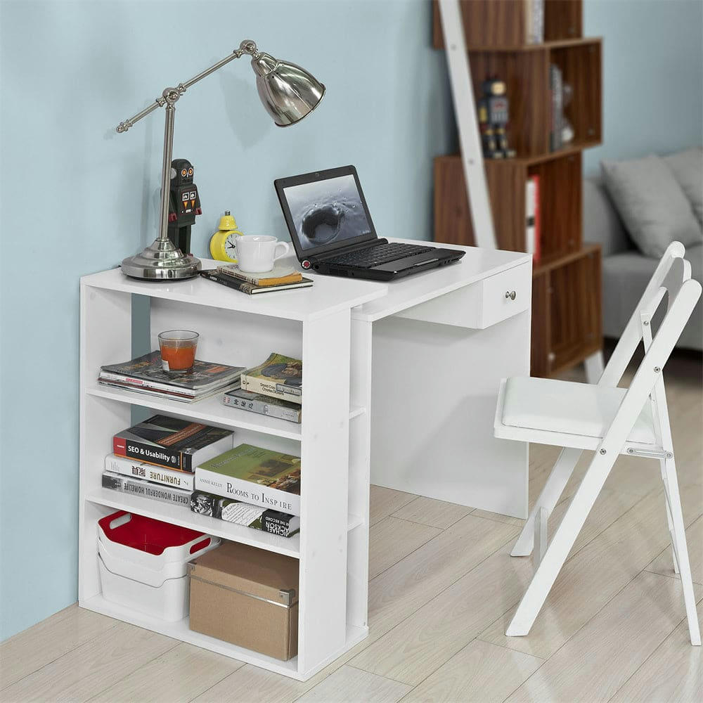 - Bureau 1 tiroir effet bois blanc