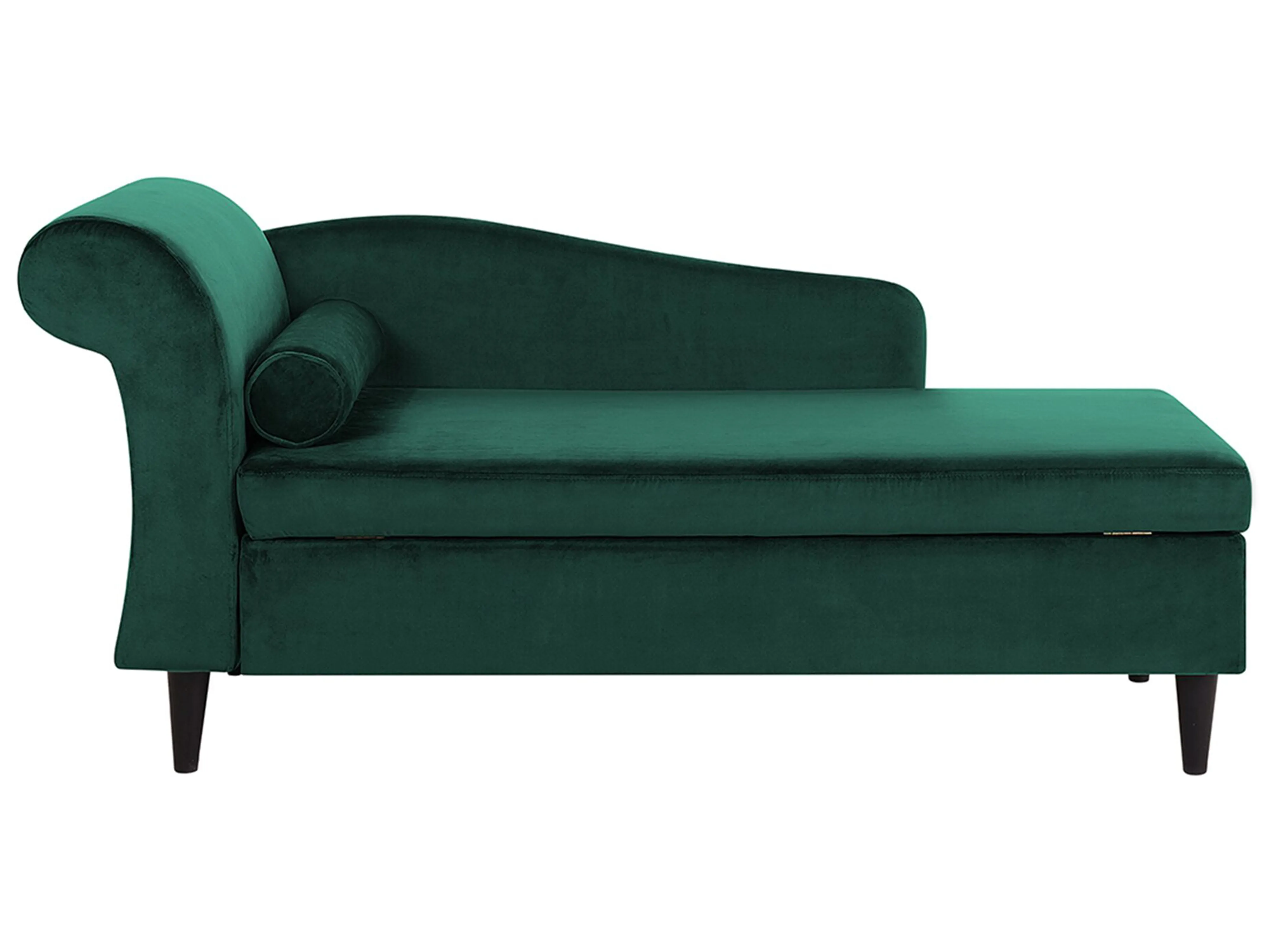 Left-Hand Chaise Longue LUIRO Velvet Emerald Green with Storage