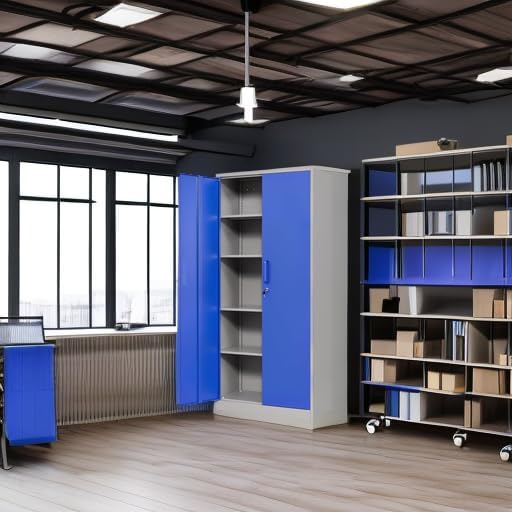 Yizosh Metal Garage Storage Cabinet with 2 Doors and 5 Adjustable Shelves - 71 Steel Lockable File Cabinet,Locking Tool Cabinets for Office,Home,Garage,Gym,School (Gray Blue)
