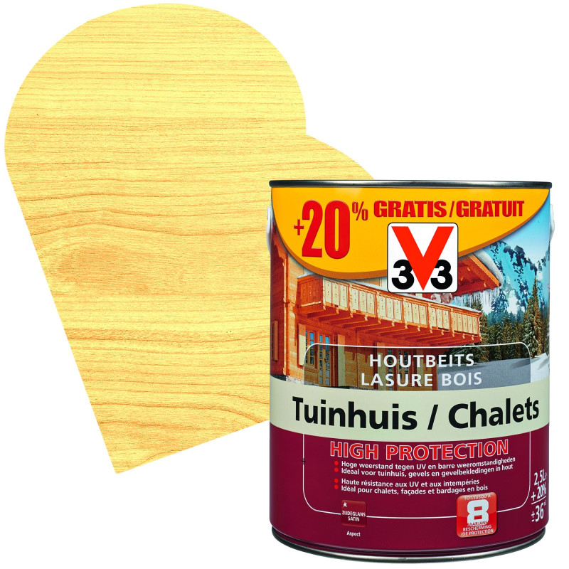 Lasure Chalets High Protection incolore satinée 2,5   0,5 L gratuit V33