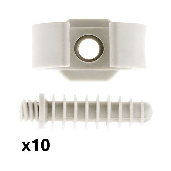 Lot de 10 clips avec chevilles diamètre 25mm - Gris - Zenitech