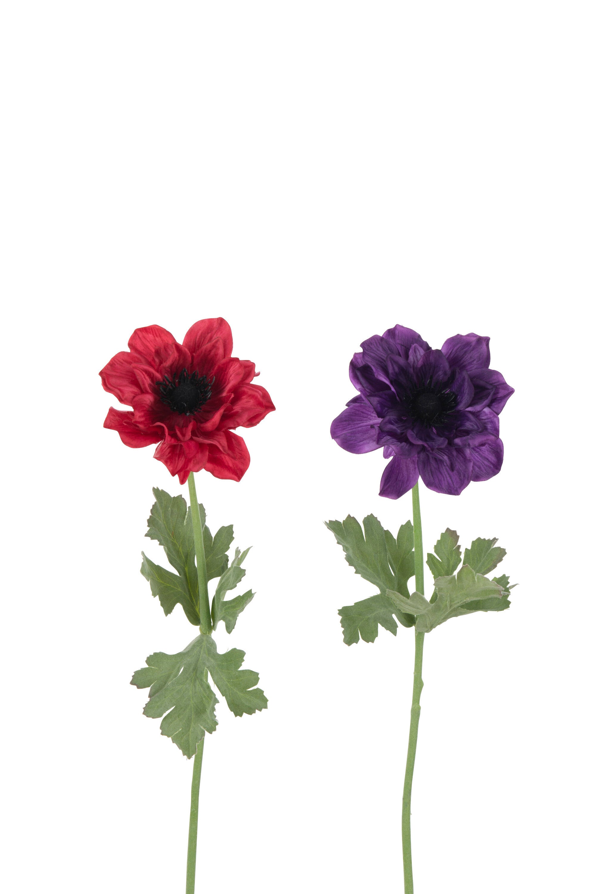 J-Line bloem Anemoon Steel - kunststof - fuchsia paars - 2 s