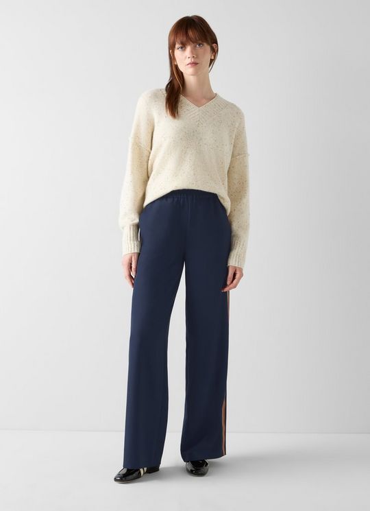 Cecile Stripe Detail Navy Trousers