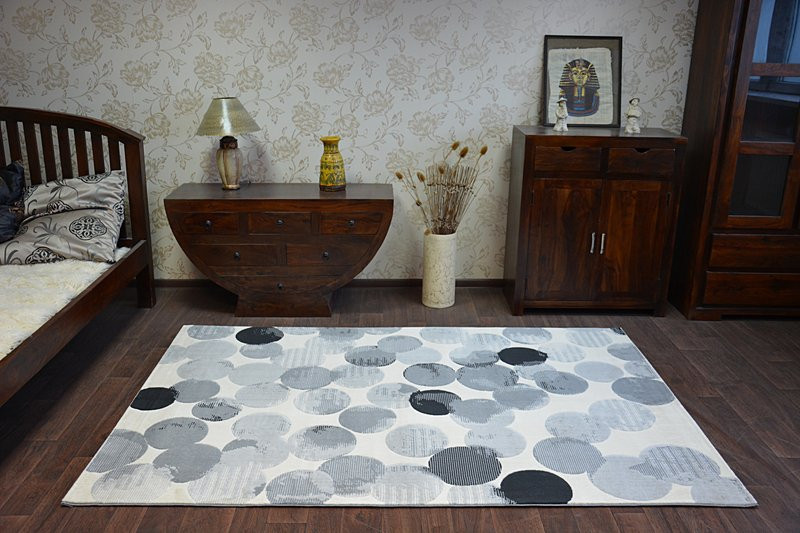 Dywan SCANDI 18461/752 - KOŁA KÓŁKA krem szary czarny 160x230 cm