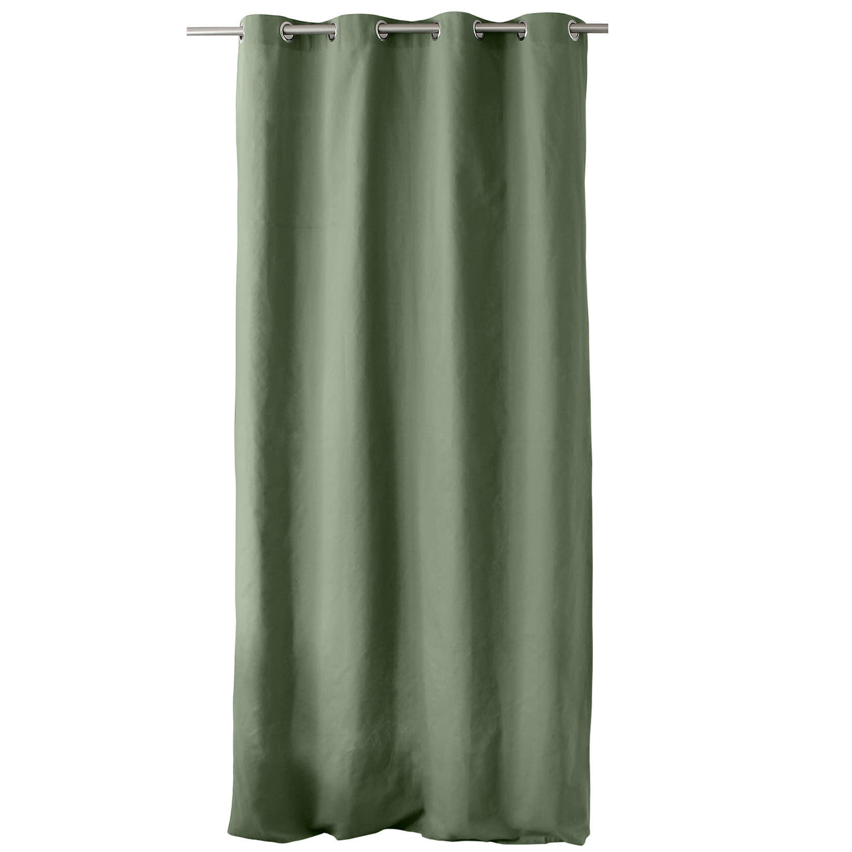 - Rideau tamisant uni à œillets polyester vert 135x240 cm