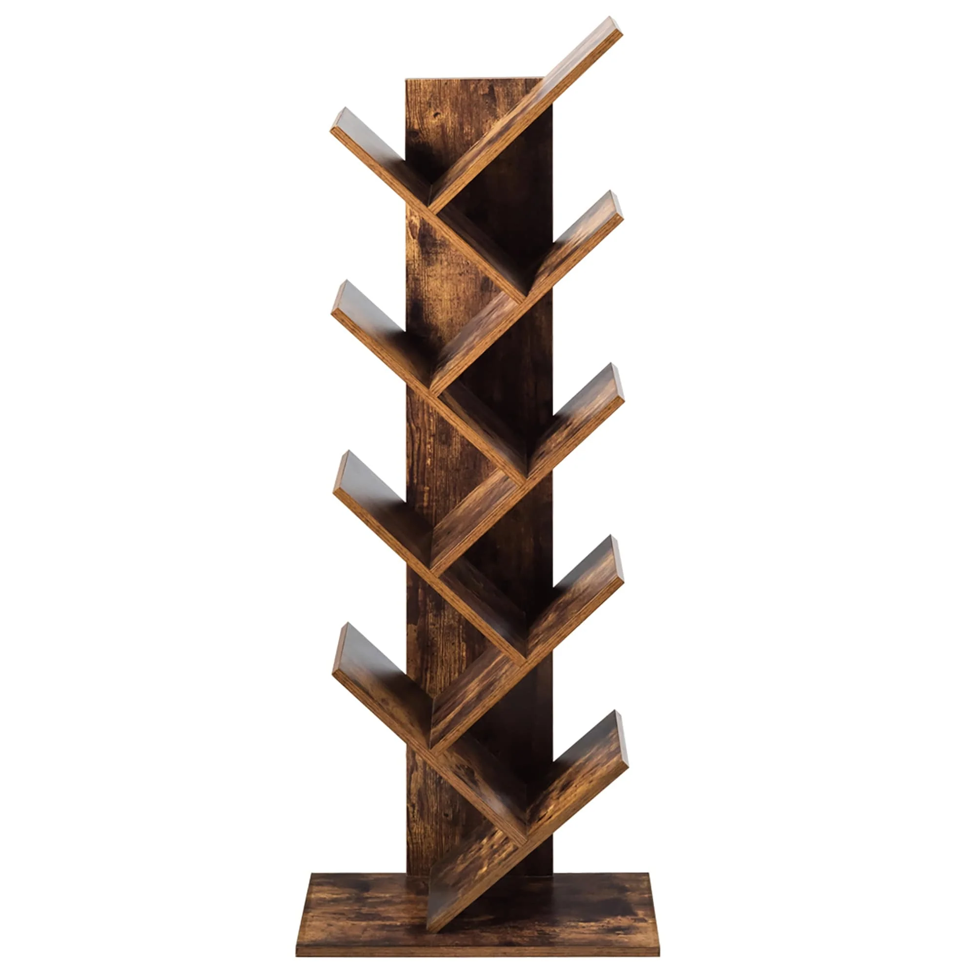 9 Shelf Tree Bookshelf Free Standing Tree Bookcase Display Stand