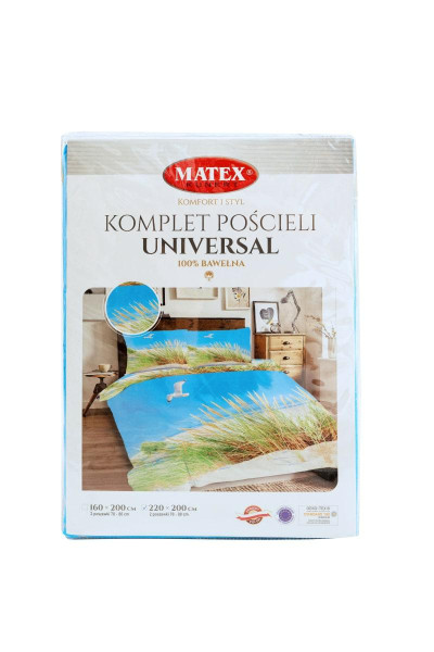 Pościel 220x200 Plaża mewy trawa niebieska zielona Universal Matex