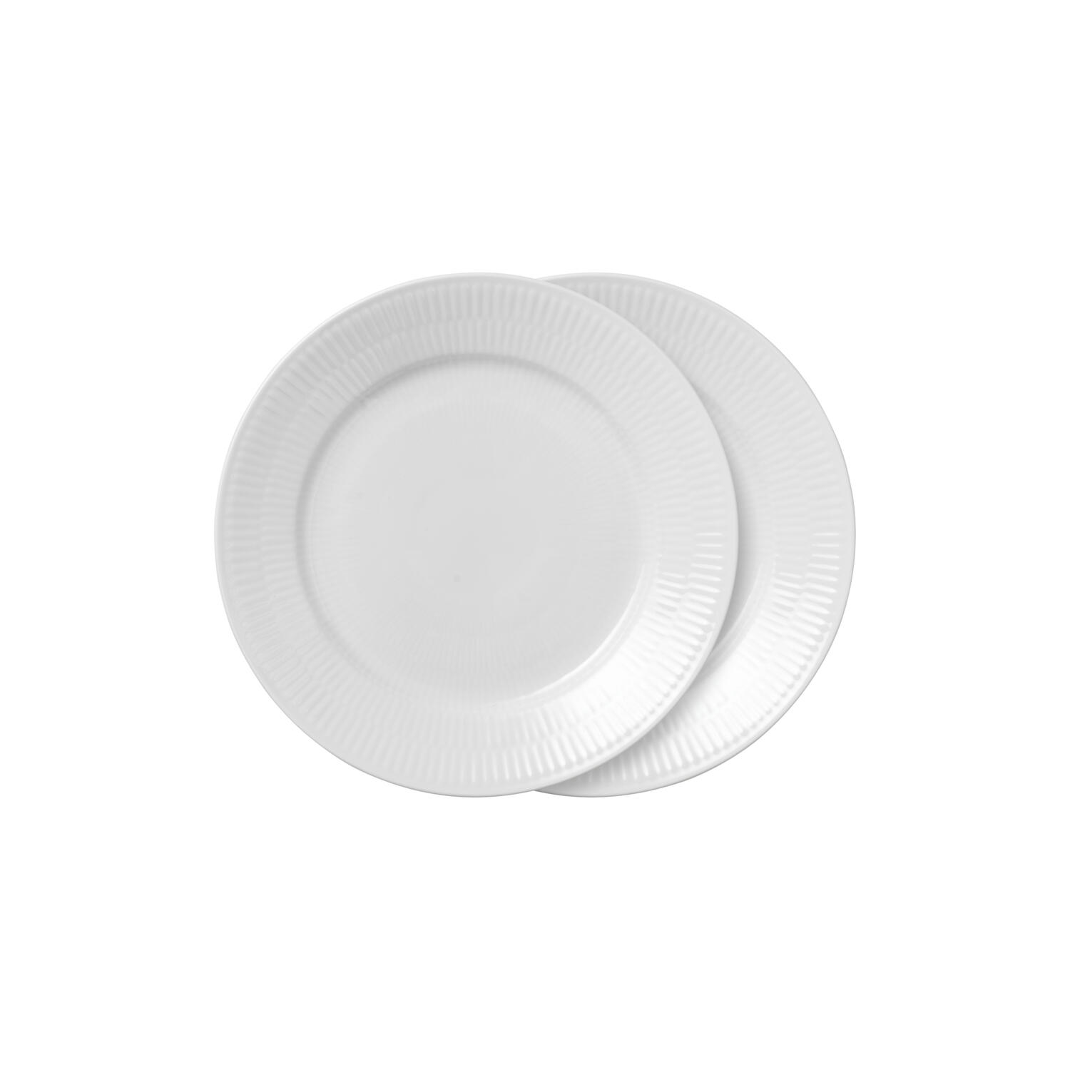 Hvid Riflet tallerken 22 cm 2-pak