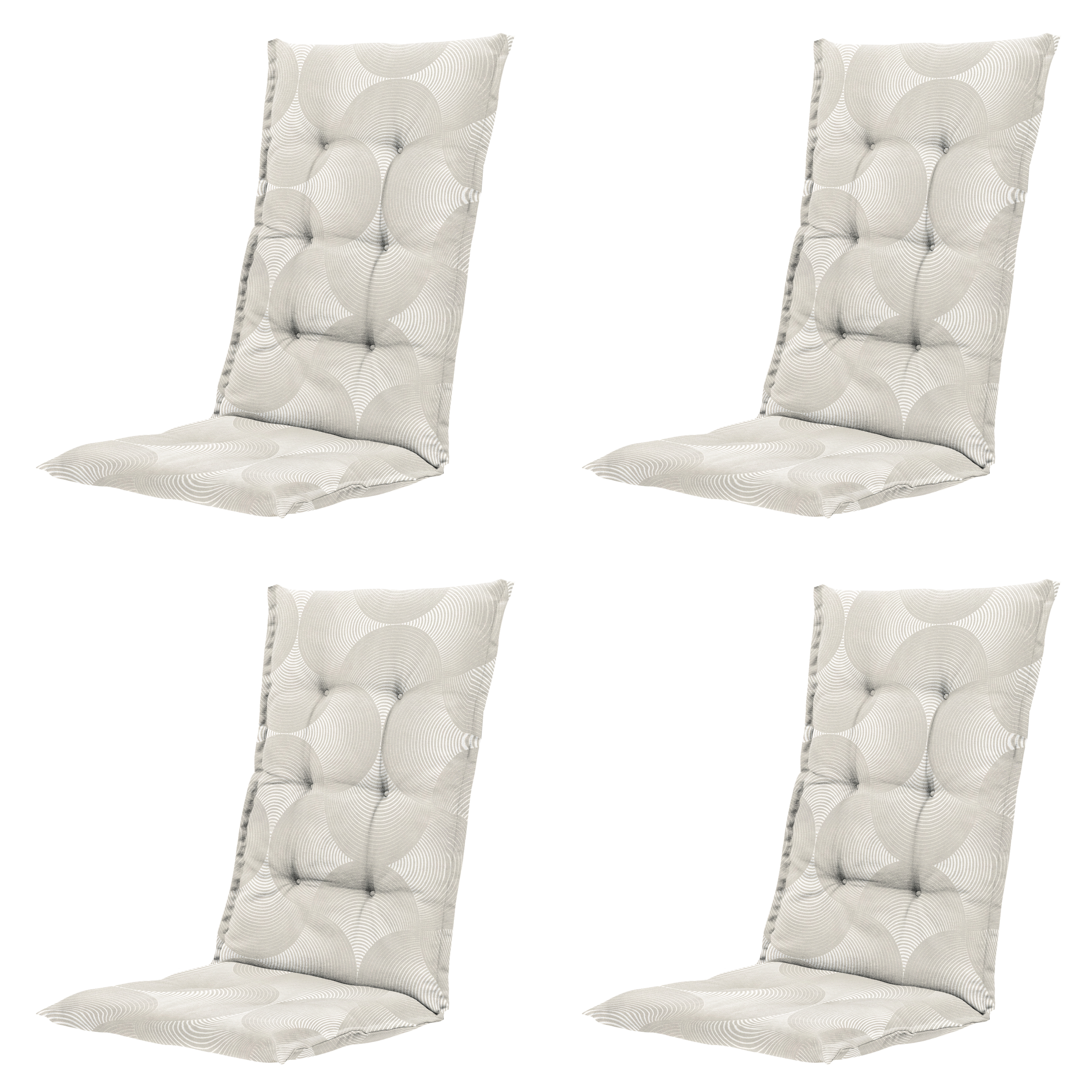 Madison tuinstoelkussen hoge rug Napels - beige - 123x50x5cm - set van 4