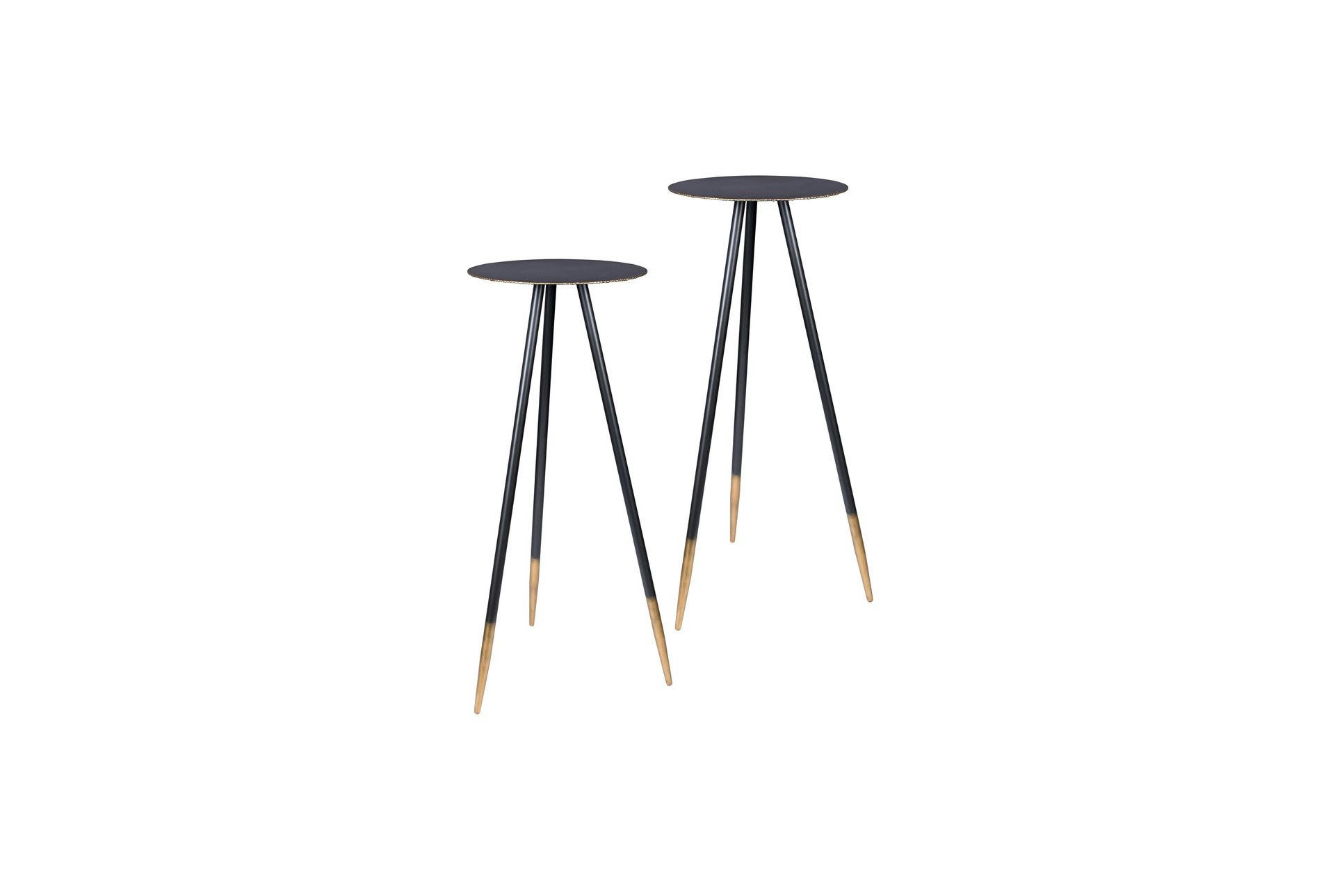STALWART - Set de 2 tables d'appoint hautes en métal noir
