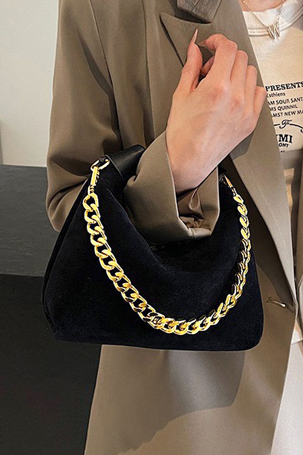 XY London Livvy' Faux Suede Handbag with Removable Shoulder Strap