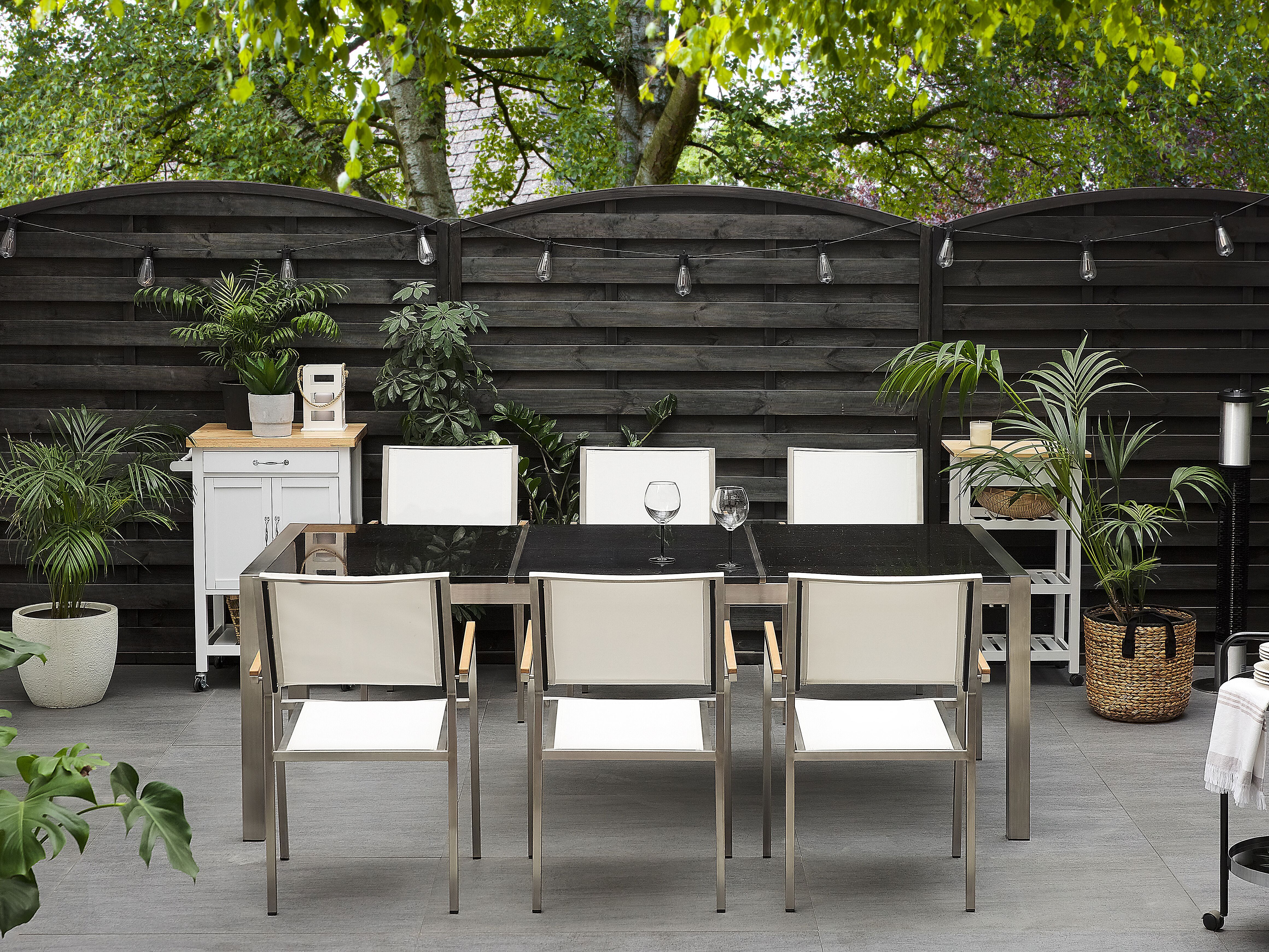 Garden Dining Table GROSSETO 220 cm 100 cm Polished Granite Grey