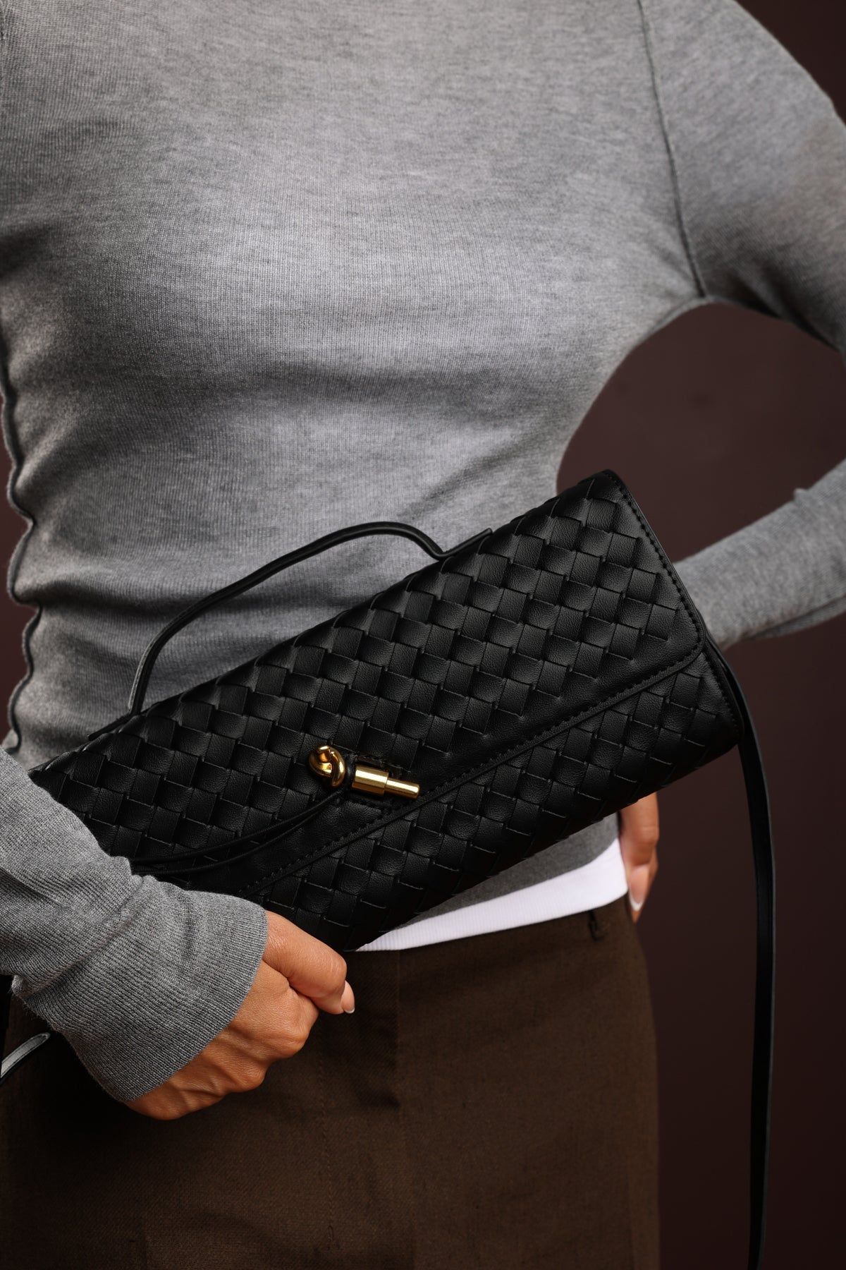 Where's That From Petal' Envelope Style Woven Clutch Bag