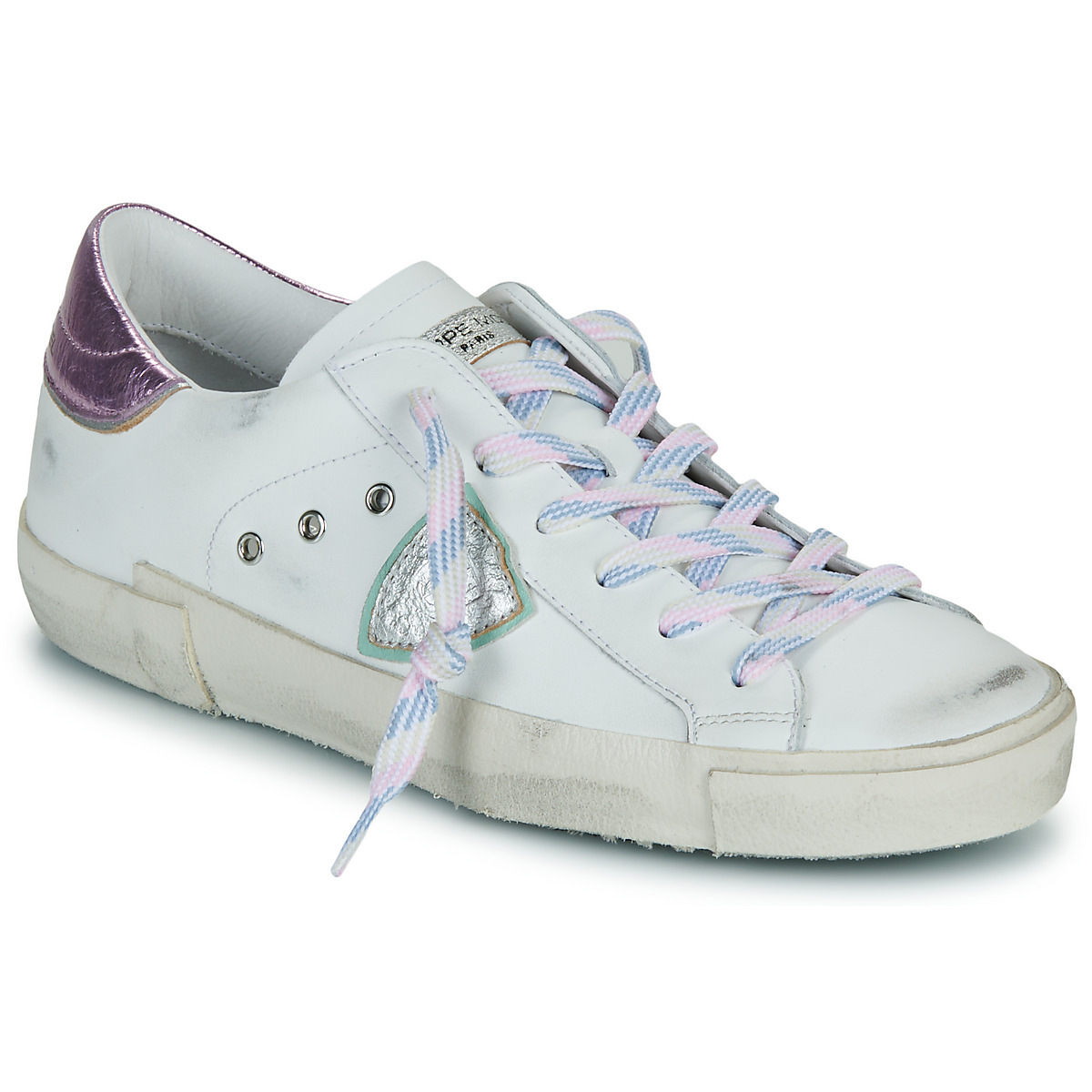 Philippe Model - PRSX LOW WOMAN - White / Pink / Silver