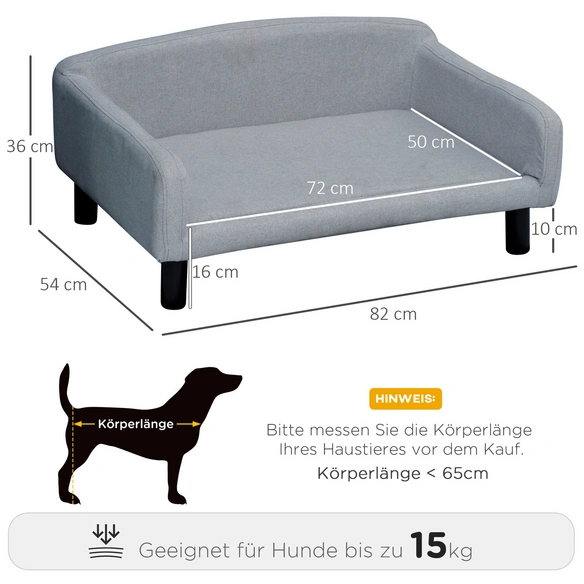 Hunde-Sofa, BxL: 54 x 15 cm, hellgrau