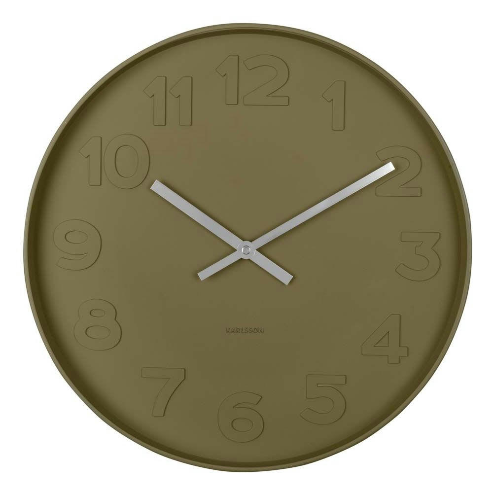 MR. GREEN - Horloge murale ronde D37,5cm vert mousse