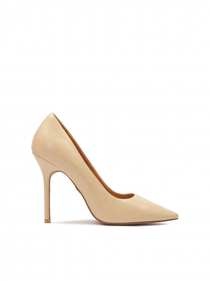 Timeless beige stilettos with a slender heel