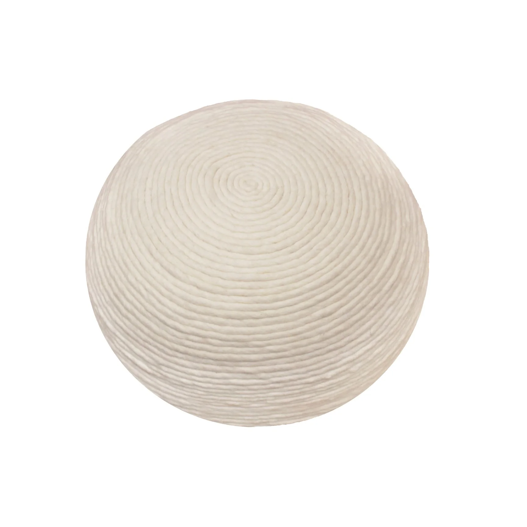 20 Ivory Wool Round Ribbed Pouf Ottoman