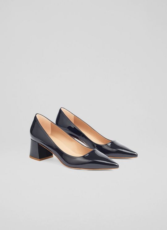 Sloane Navy Patent Court Heels