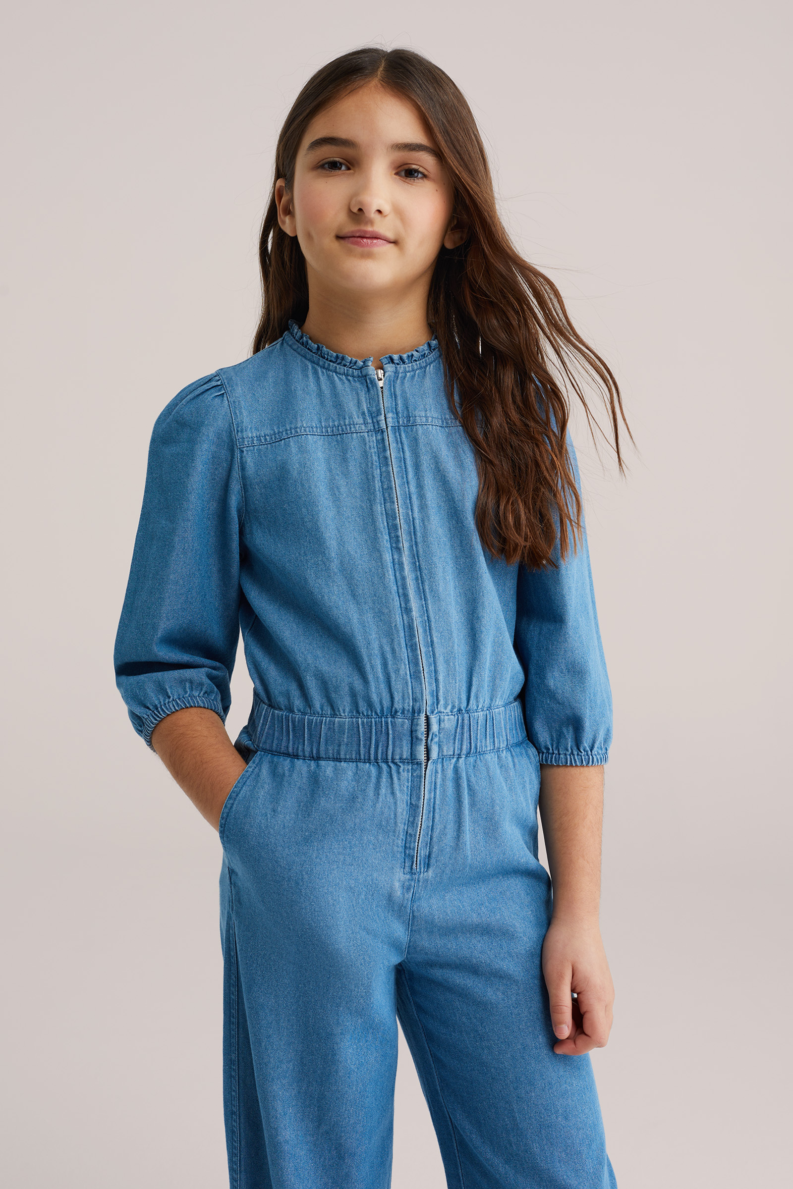 Meisjes denim jumpsuit