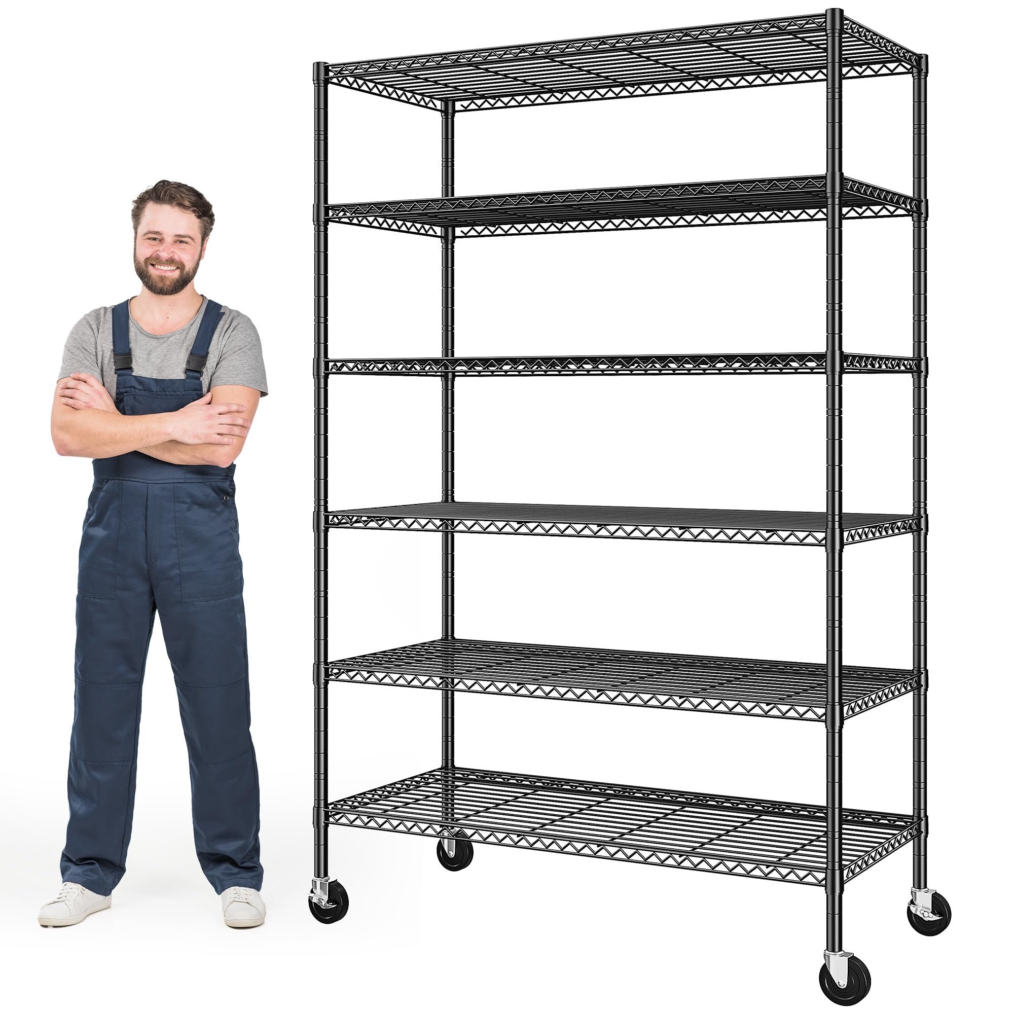 ROMORGNIZ 82 Adjustable Metal Storage Shelves with Wheels