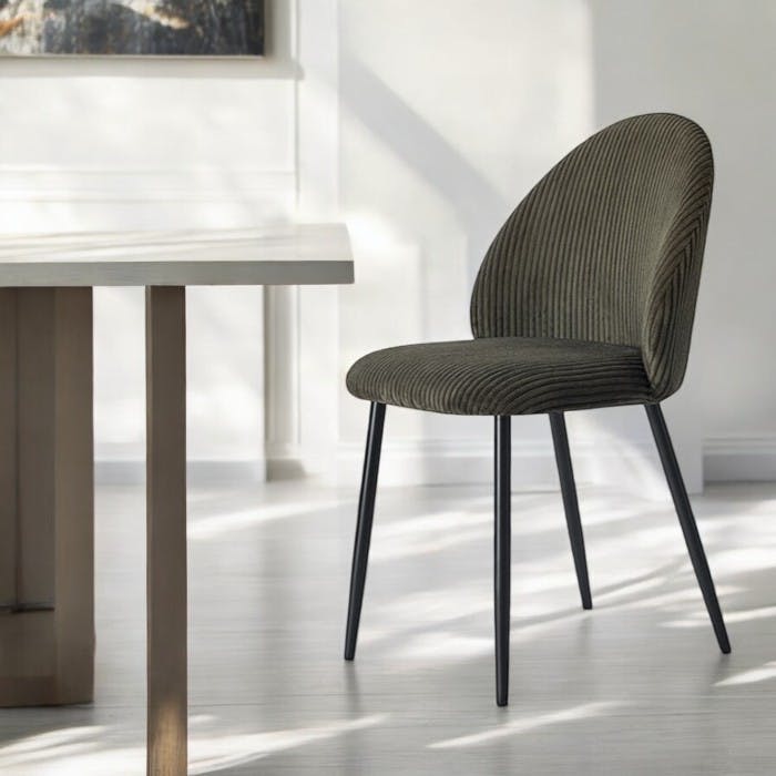 Chaise en tissu côtelé vert (lot de 2) IENA