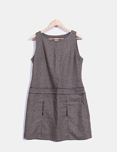 Camaïeu Textured brown midi dress