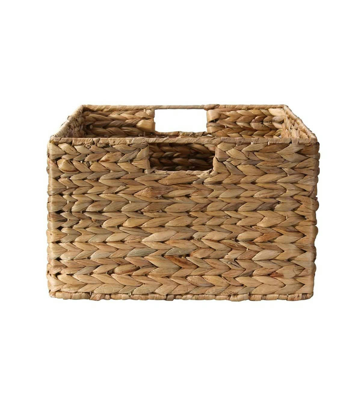 - Panier en jacinthe d'eau armature métal - hauteur 20 cm - Beige