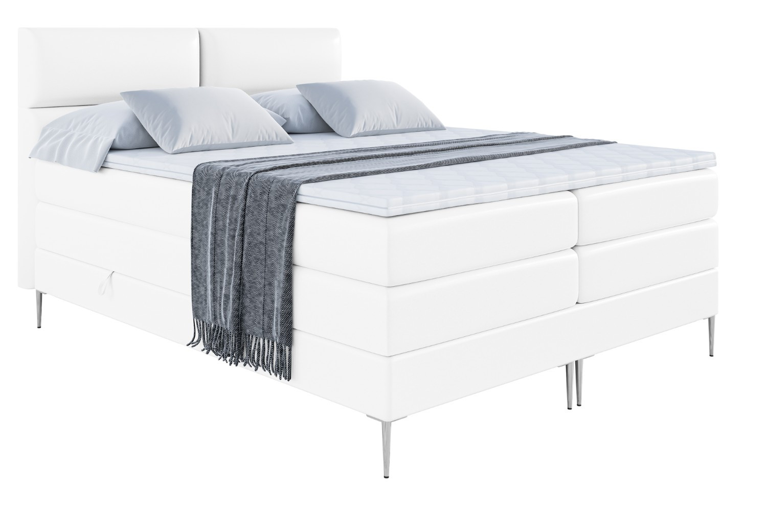 Łóżko kontynentalne - pojemnik, materac, nóżki BOXI3-FS KING 120x200cm
